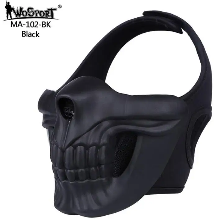 Black WosporT тактическая Одиночная польза с быстрым шлемом Военная защитная маска-череп на половину лица маска - Цвет: Black