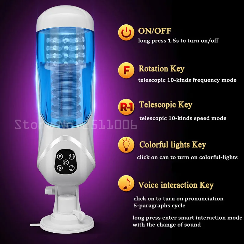 Мужской автоматический мастурбатор с функцией Голосового секса вакуумное