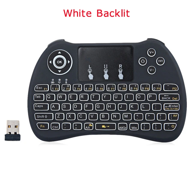 White Backlit Мини Беспроводная QWERTY клавиатура 2,4 ГГц воздушная мышь с подсветкой умный Многофункциональный тачпад игровая клавиатура для ПК Android tv Box HTPC - Цвет: White Backlit