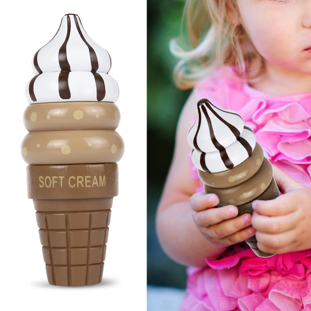 Детская игрушка магнит кубики для игр деревянный мороженое Магнитный мороженое подарок декор-шоколад, 13 см