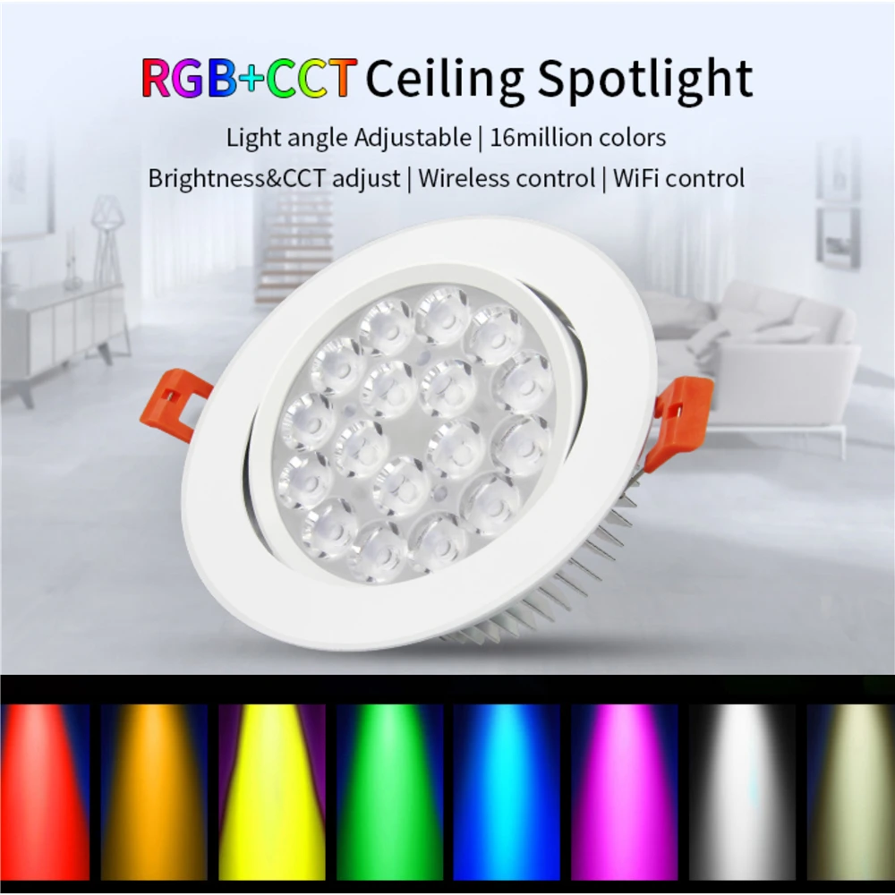 

RGB CCT LED Panel Light Mi Light 9W AC85-265V Panel LED Downlight RGB+CCT Spot LED Ceiling Dimmable By Mi Light Remote