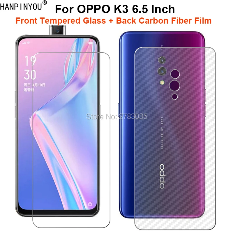 

For OPPO K3 6.5" 1 Set = Soft Back Carbon Fiber Film + Ultra Thin Clear Premium Tempered Glass Front Screen Protector