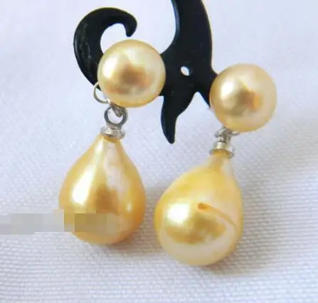 

Hot selling free shipping******** 10mmx13mm Champagne Teardrop Freshwater Pearl Dangle Silver Earring