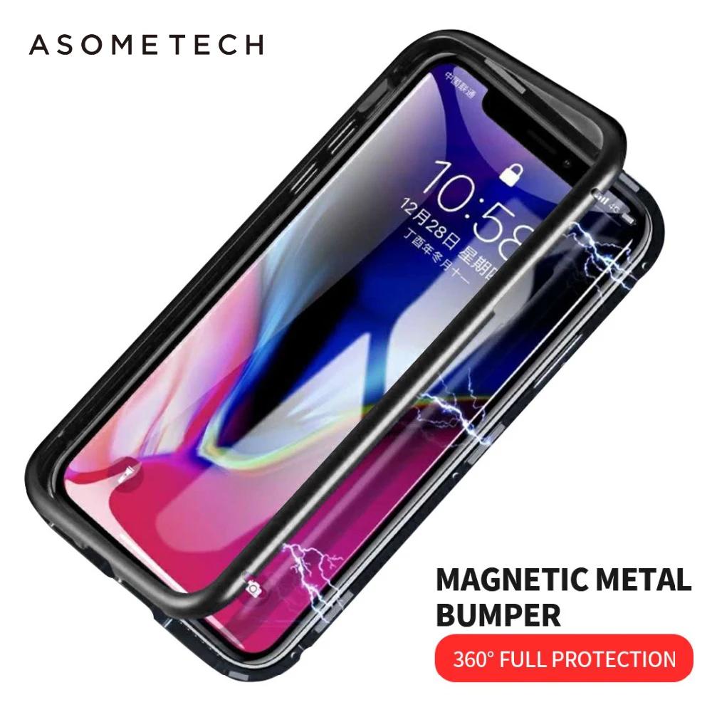 

Magnetic Phone Case For Iphone 6 6s plus Tempered glass Adsorption Back Magnet Cover For Iphone X XS MAX XR Case For iphone 7 8