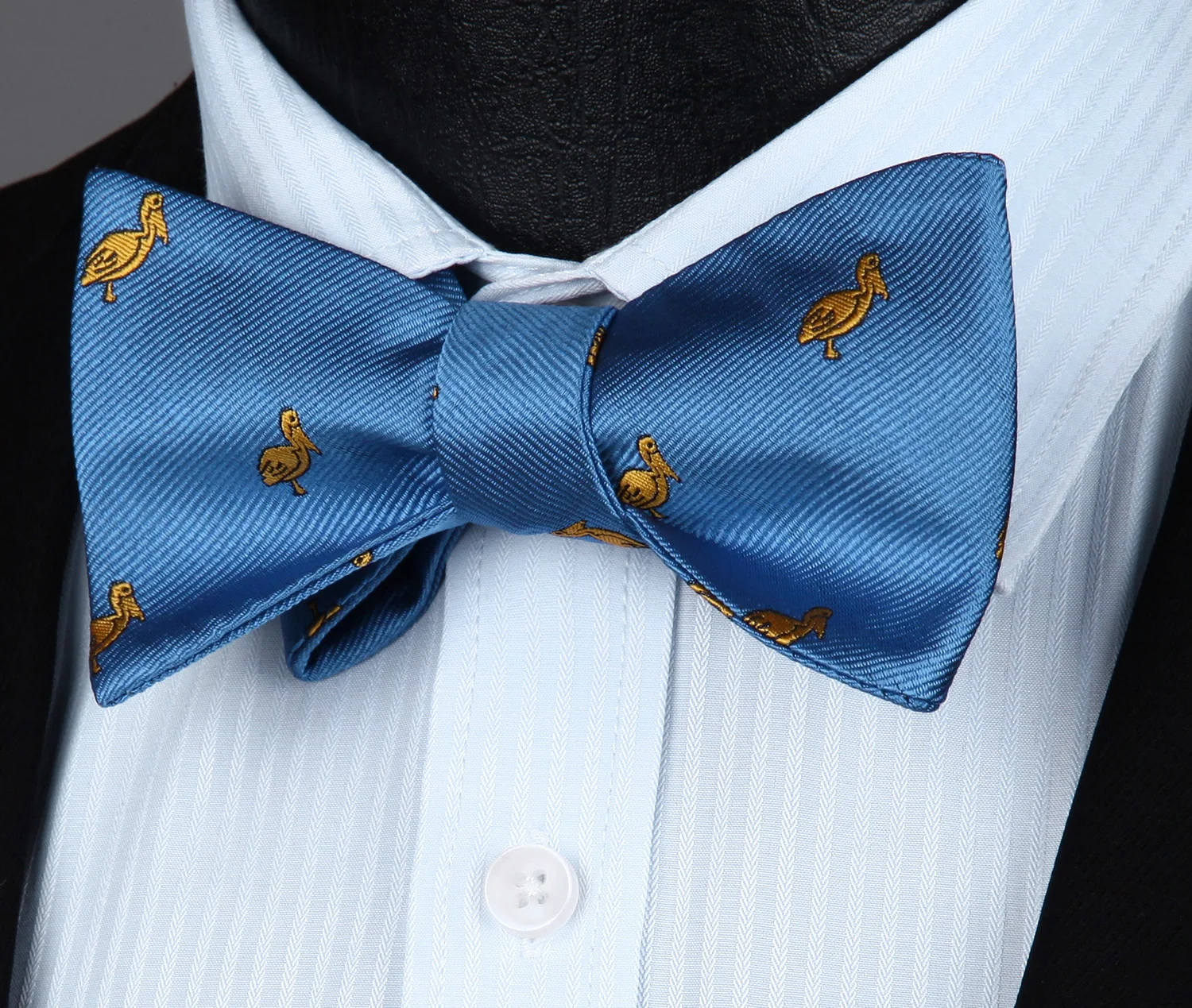  BGA03BS Animal Pattern Light Blue Wedding Bowtie Men Silk Self Bow Tie handkerchief set