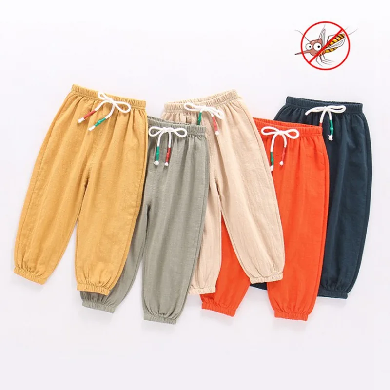 CROAL CHERIE Summer Solid Color Linen Children Pants for Baby Boys Girls Pants Harem Pants for Kids Child Trousers 90-130cm  (11)