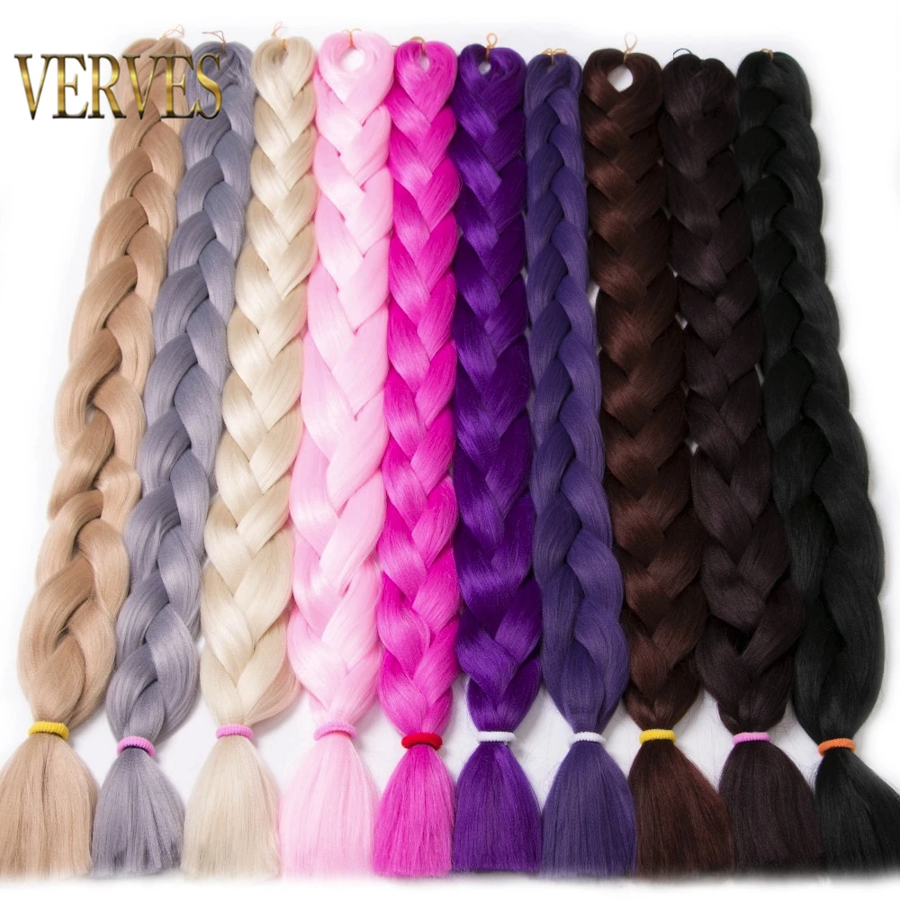 Verves Braiding Hair One Piece Inch Synthetic Heat Fiber Braid 165g Piece Pure Color Crochet Jumbo Braid Hair Extensions Extension Hair Extension Kanekalonextension Braid Aliexpress
