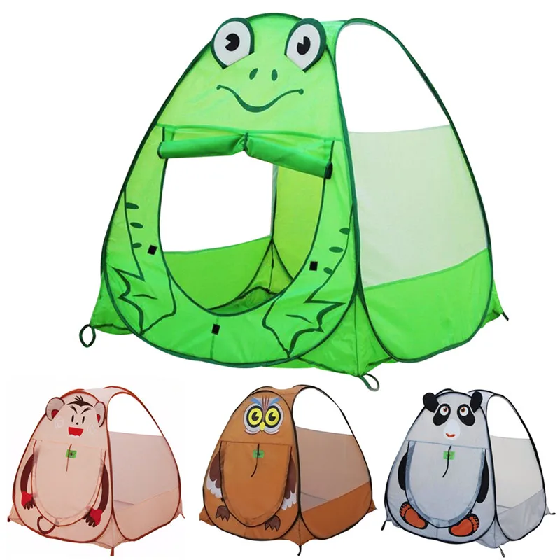 Children Foldable Cartoon Picnic Tent Frog Monkey Owl Panda Outdoor Playhouse Animal Shapes Marine Ball Indoor Teepee Game House