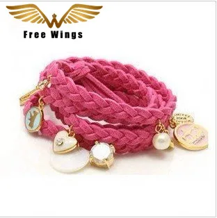 

Multicolor Knit Shell Love Heart Rabbit Fashion Charms Bracelets For Women Jewelry