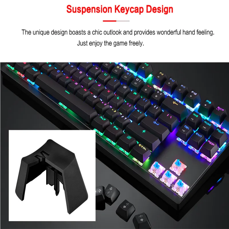 MotoSpeed K82 профессиональная компьютерная игровая механическая клавиатура с подсветкой RGB светодиодный USB Проводная 87 клавишная клавиатура для спортивных игр