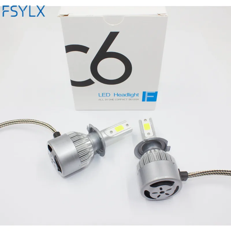 FSYLX C6 H4 светодиодный H7 H11 H8 H1 H3 9005 9006 880 881 5202 с противопыльным кожухом c6 автомобильные лампы для передних фар 72W фары для 8000LM 6000 К h1 h4 h7 h11