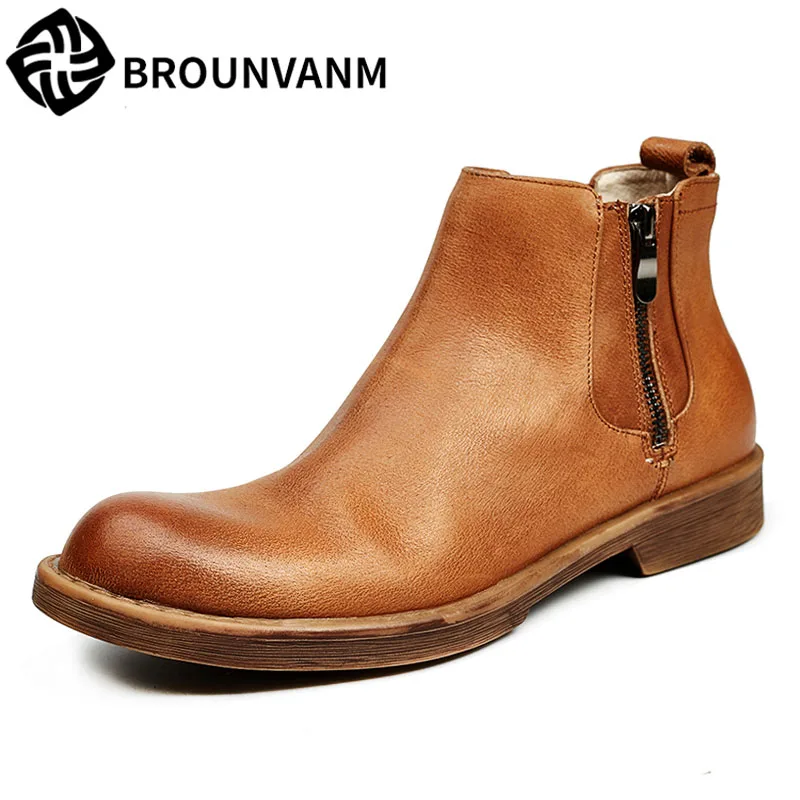 

new autumn winter British retro men shoes Riding men's high casual shoes vintage Chelsea boots breathable fashion boots
