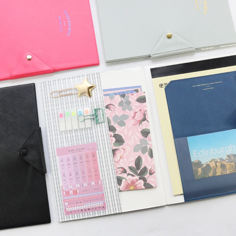 Domikee A4 large Korea leather cute office school document organzier folder stationery,fine candy student paper clipboard holder