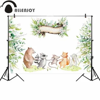 

Allenjoy photography backdrop woodland animal birthday Safari party children background photocall photoshoot studio photoboot
