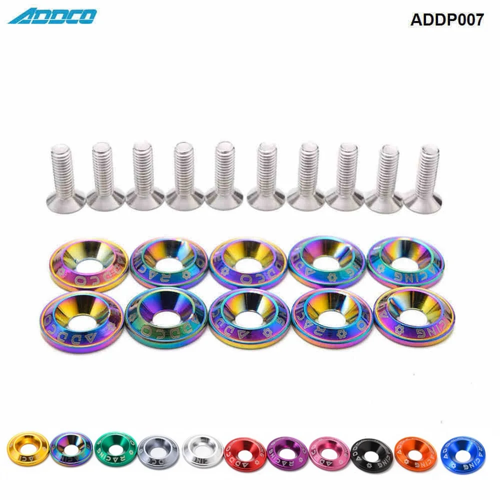 6 PC RED BILLET ALUMINUM FENDER//BUMPER WASHER//BOLT ENGINE BAY DRESS UP KIT