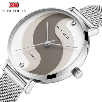

MINIFOCUS 2019 Women's Quartz Watches Top Luxury Brand Girl Cacual Full Steel Silver Analog Waterproof Watch Relogio Feminino