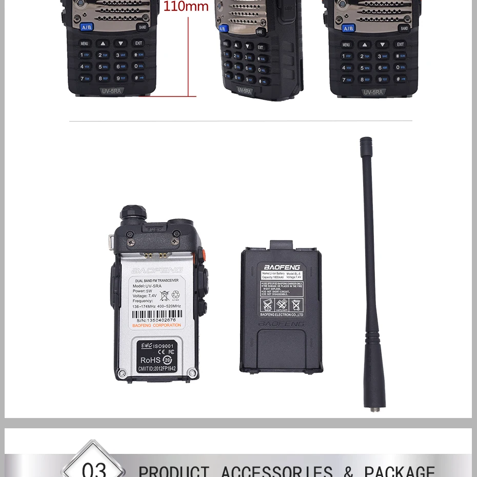 Baofeng UV-5RA рации сканер радио VHF UHF двухдиапазонный Cb Ham радио трансивер 136-174 400-470 5 Вт Baofeng UV 5RA