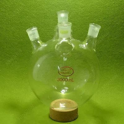 

4 Neck Round Bottom Flask,3000ML,24/29 Ground Joint,Laboratory Glassware,Lab RBF