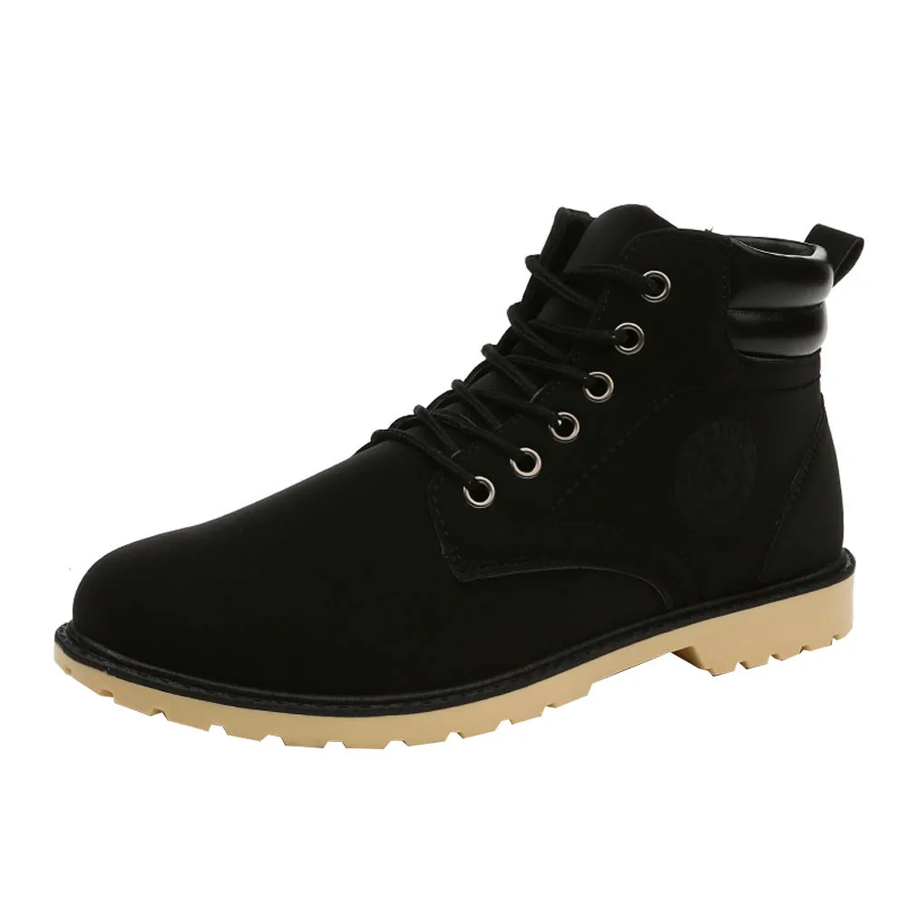 

CAGACE 2018 Men Brand High Quality Boots Fashion Suede Leather Plush Fur Warm Winter Ankle Boots Slip on Shoes man Size39-44