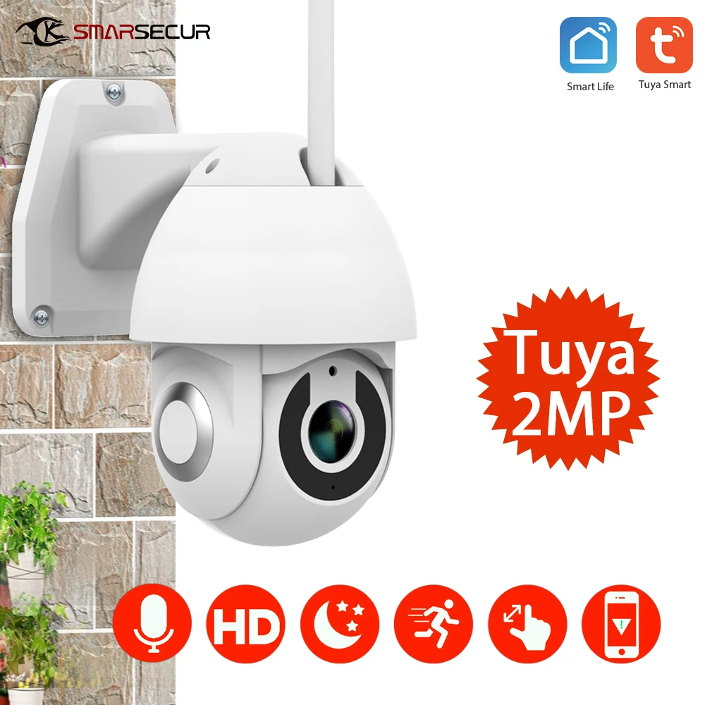 Tuya 1080P PTZ IP Camera Wifi Outdoor Speed Dome Wireless Wifi Security Camera Pan Tilt 4X Digital Zoom Network CCTV Security