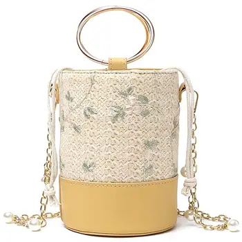 

New Fashion Tide Korean Version Of the Shoulder Bag Wild Embroidery Woven Handbags Ins Casual Messenger Bag