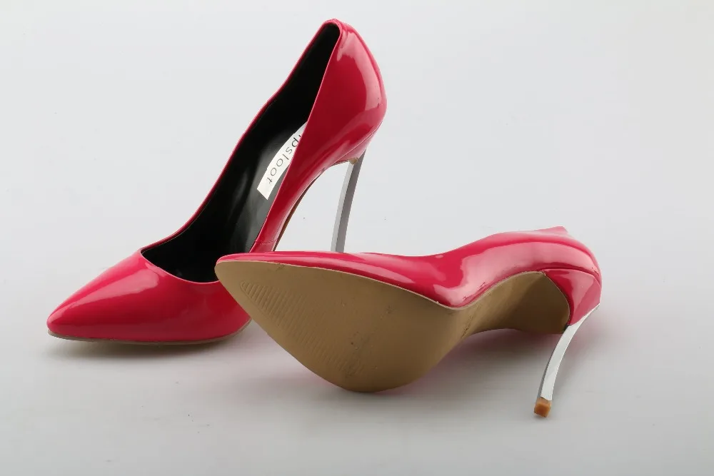 Брендовая обувь женские туфли-лодочки на высоком каблуке Женская обувь на шпильке ярко-розовые свадебные туфли с острым носком на высоком каблуке размер 42