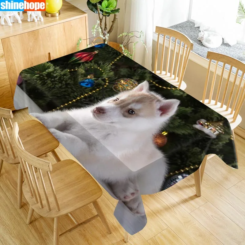  Dogs Animal Pattern Tablecloth Husky Table Cloth Dustproof Washable Cloth Rectangular Table Cover f