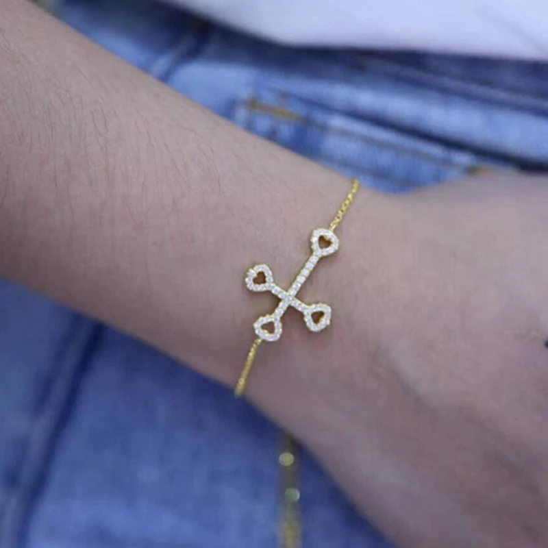 

Fashion AAA Zircon Hollow Cross 925 Sterling Silver Bracelet AP Hollow MYSTERIEUSE Charm Bracelet Women Wedding Xmas Gift