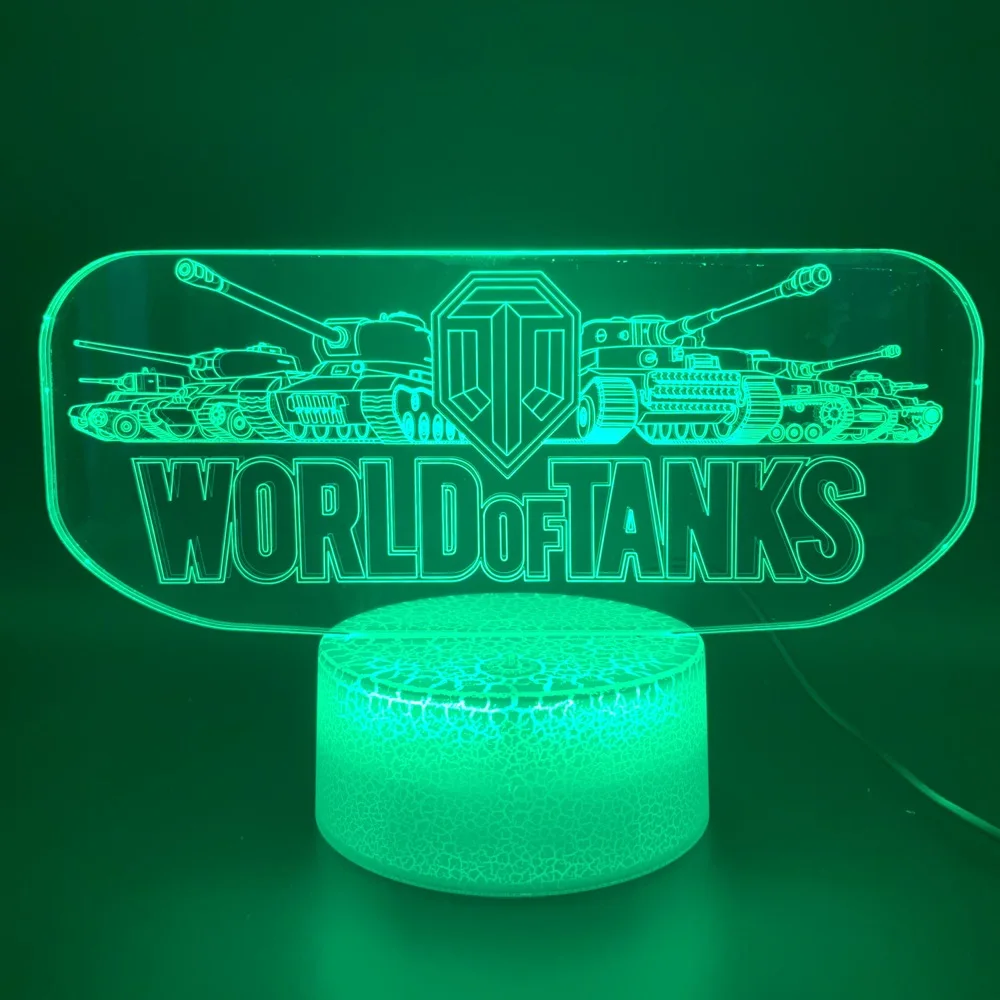 Awesome светодиодный 3d-ночник лампа игры World of Tanks офис кровать комната декоративное ночное освещение ребенок день рождения детей, мальчика