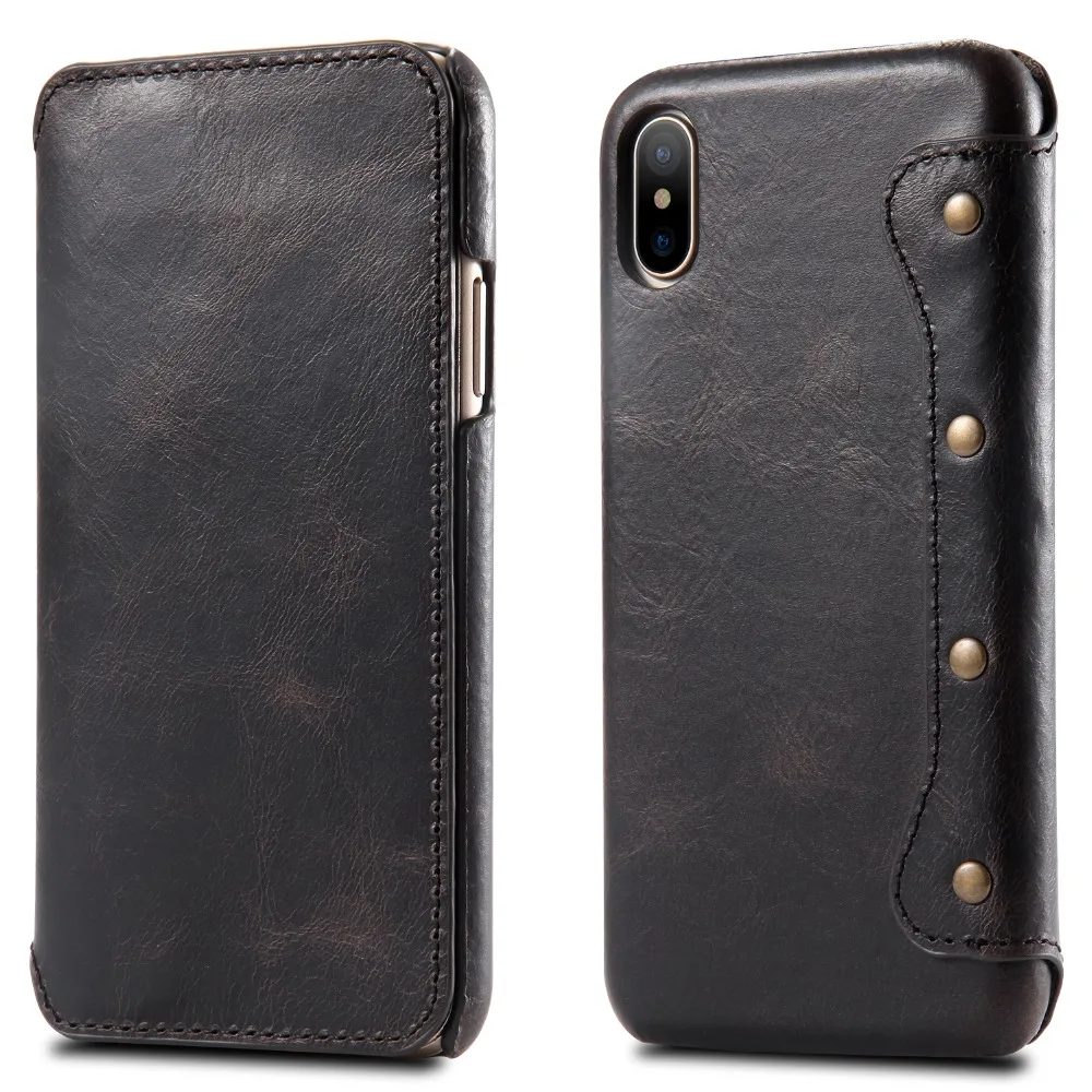 XS MAX flip case genuine Leather mobile phone cases For iphone XS MAX XR X 8 6 7 plus leather