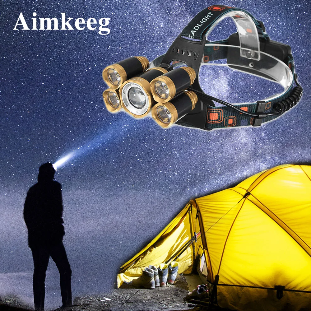 

50000LM Ultra Bright Headlamp 18650 Head flashlight led headlight Camping Rechargeable Waterproof Head Torch LED Fishing Lamp