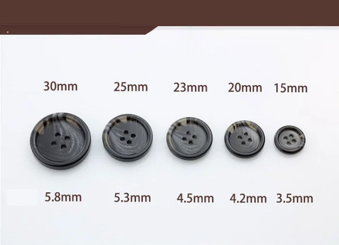 5x Matte Resin Flat 4Holes Buttons DIY Sewing for Suit Coat Jacket Decor 15-25mm