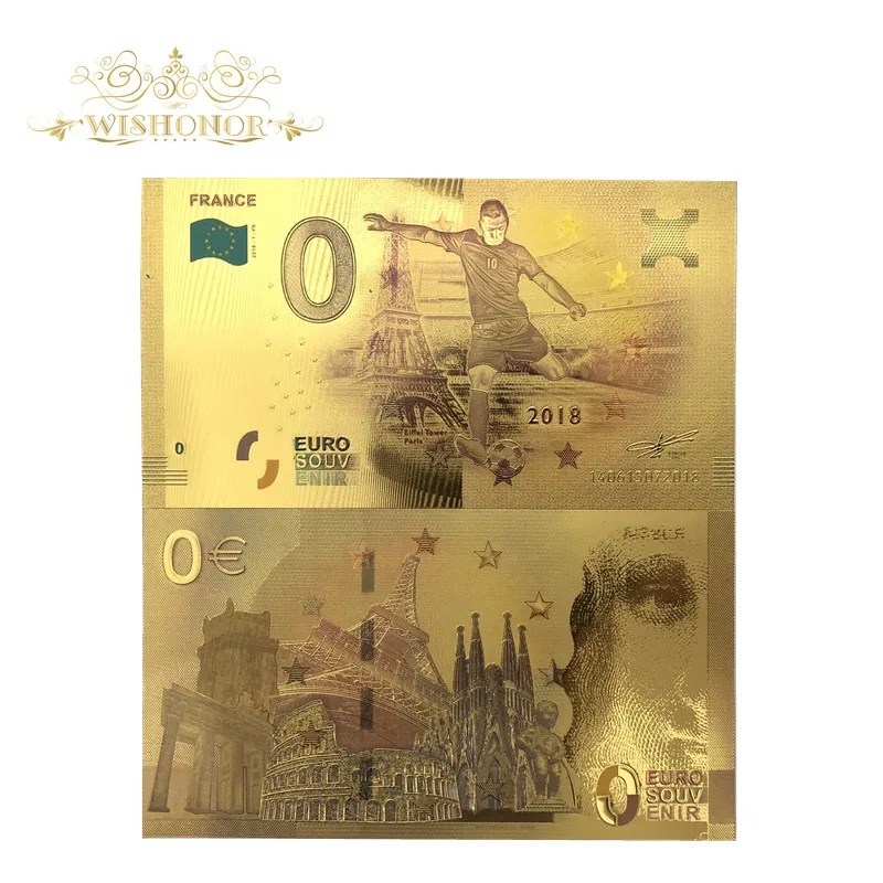 Wishonor 30 шт. 0 Золотая банкнота евро Франция Футбольная команда Германии ЧМ