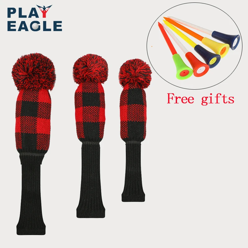 

2018 New Style 3pcs/set 4 colors Stripe Kniting Golf Driver Wooden pole Head Covers Knit Wool 1 3 5 Fairway Protect Headcover