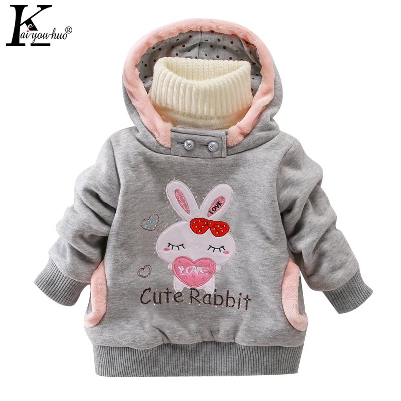 KEAIYOUHUO New Children Clothing Girls Coats Jacket Warm Hooded Long Sleeve Jackets For Girls Clothes Coat