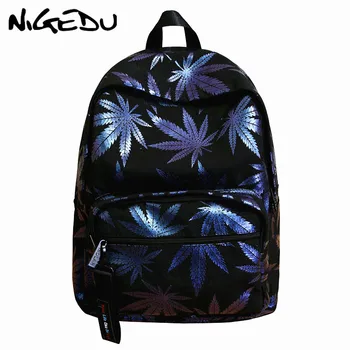 

Printing women and men backpack Large capacity Sequins leaves school bags for teenage laptop bagpack female travel bag Daypack