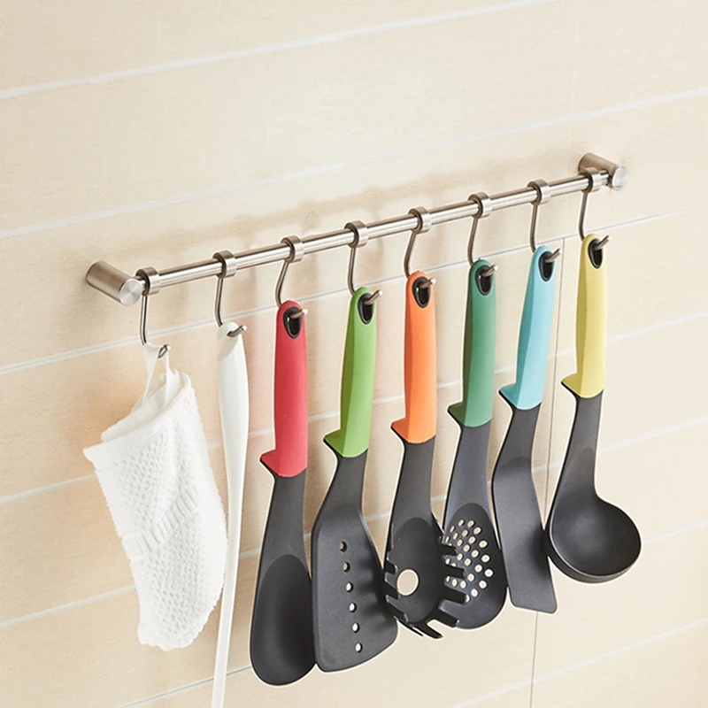 1pc Wall Mounted Kitchen Racks Kitchen Utensil Rack Stainless Steel Pantry Cookware Kitchenware Shelf Storage Holder Hook New 1pc Wall Mounted Kitchen Racks Kitchen Utensil Rack Stainless Steel Pantry Cookware Kitchenware Shelf Storage Holder Hook New