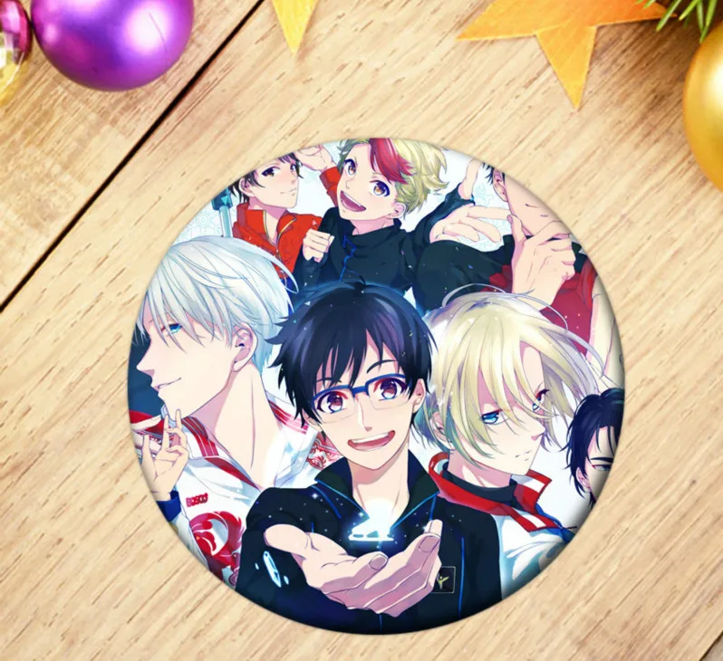 Аниме Yuri on Ice Victor значок косплея Katsuki Plisetsky искусственные сумки Значки для