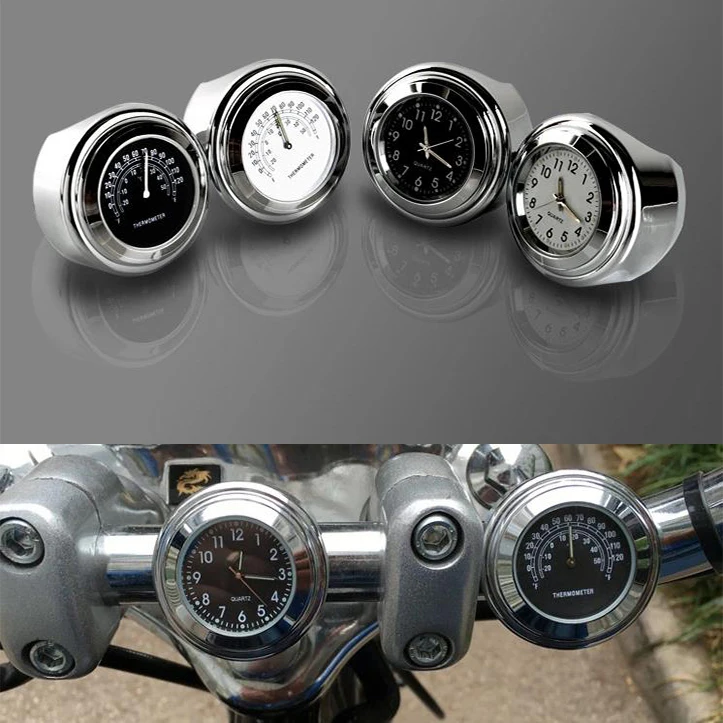 

Motorcycle Thermometer/Clock Motorbike Waterproof Handlebar Thermometer Motorcycle Accessories For 7/8" or 1" handlebar