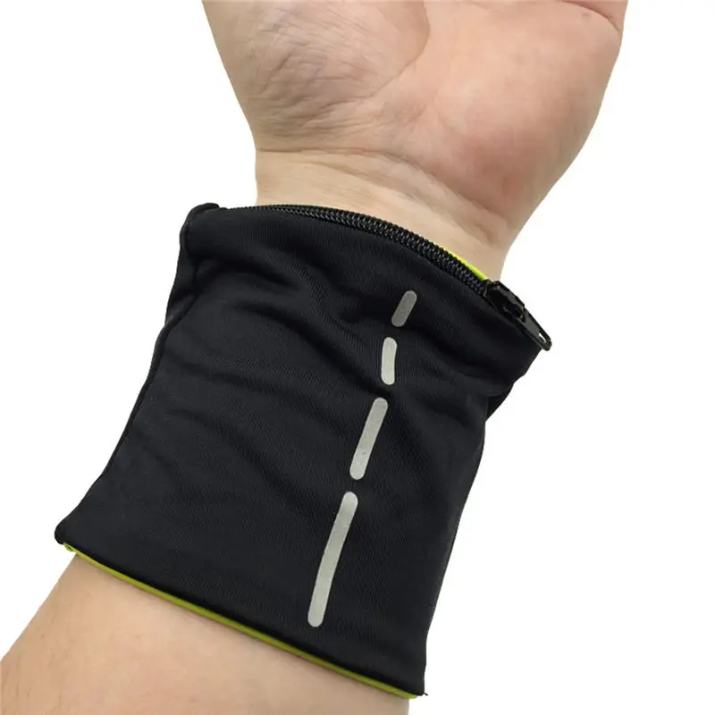 Светоотражающий карман на молнии обмотка для поддержки запястья ремни лайкра фитнес Велоспорт спортивный браслет волейбол бадминтон Sweatband