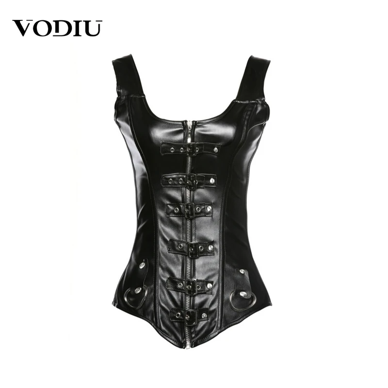 

Sexy Women Leather Steampunk Gothic Style Waist Corset Overbust Black Underbust Buckle Female Clothing Bustier Plus Size 3XL 5XL
