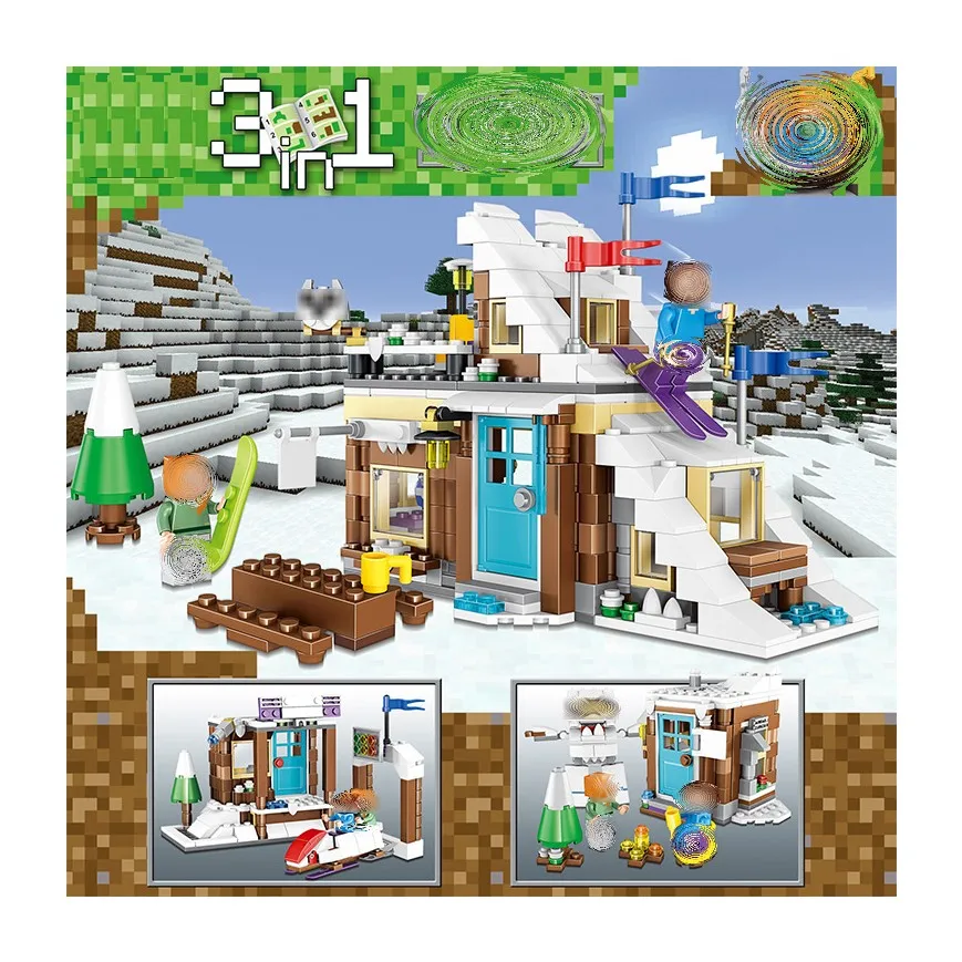 3IN1 DIY собрать мой Worldes Minecrafted льда мировое Строительство Блоки просвещение