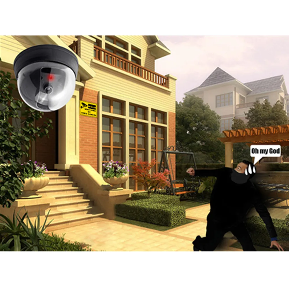 KERUI имитация безопасности поддельная Dome Dummy камера со вспышкой светодиодный светильник для помещений и улицы имитация видеонаблюдения поддельная камера