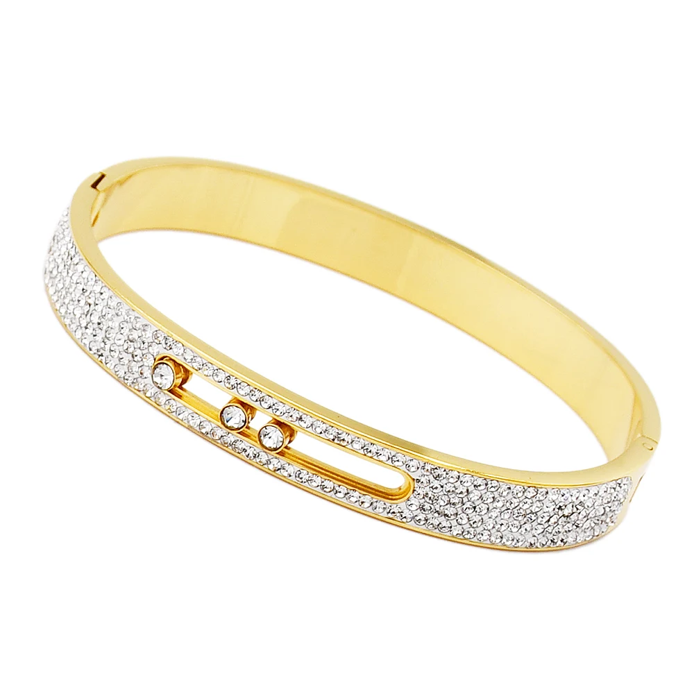 

New Design Zircon Jewelry Top Quality Stainless Steel Can Be Sliding Crystal Brands Bracelets For Women Bangle Wholesale