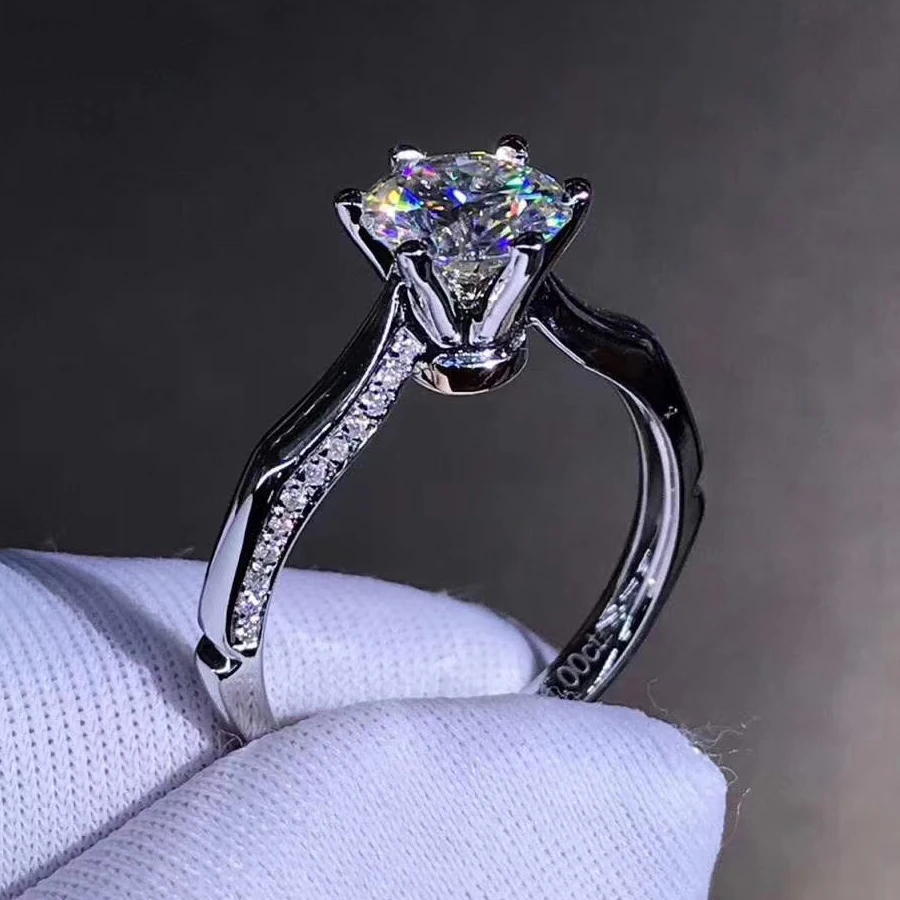 

Fashion 9K White Gold 1ct 2ct 3ct Classic Moissanite Diamond Special Design Ring jewelry Wedding Party Anniversary Ring