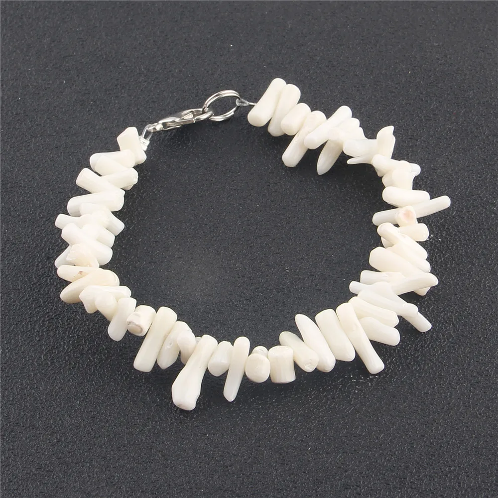 AMOURJOUX белый натуральный Коралловая цепочка браслет для женщин этнический браслет