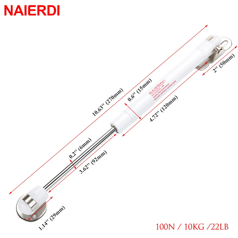 2 шт. NAIERDI 10-15 кг мебельная Пневматическая Пружина петли кухонный шкаф гидравлическая петля двери стойки Кронштейн для крышки коробка аппаратные средства - Цвет: 10KG-White