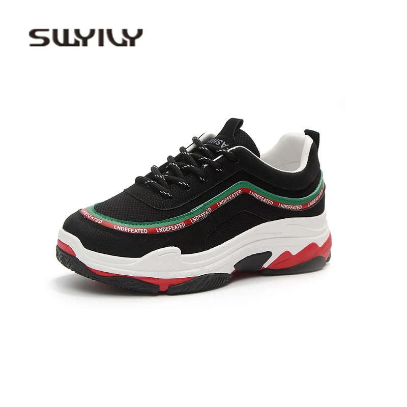 

SWYIVY Platform Sneakers Woman Wedge 2018 Hot Sale Woman Casual Shoes 40 Plus Size Breathable Female Sneakers Woman Canvas Shoes