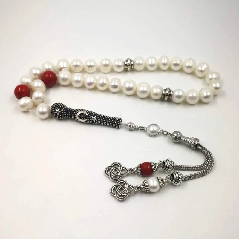 Натуральный жемчуг Tasbih 33 66 99 мусульманский пресноводный жемчуг Tasbih Подарочный жемчужный браслет для женщин Misbaha love gift Islamic jwelry для женщин