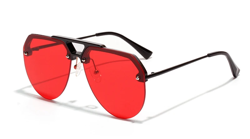 Peekaboo полуоправы солнцезащитные очки для мужчин полуоправа красные черные желтые солнцезащитные очки для женщин Ретро металлическая оправа uv400 - Цвет линз: black with red